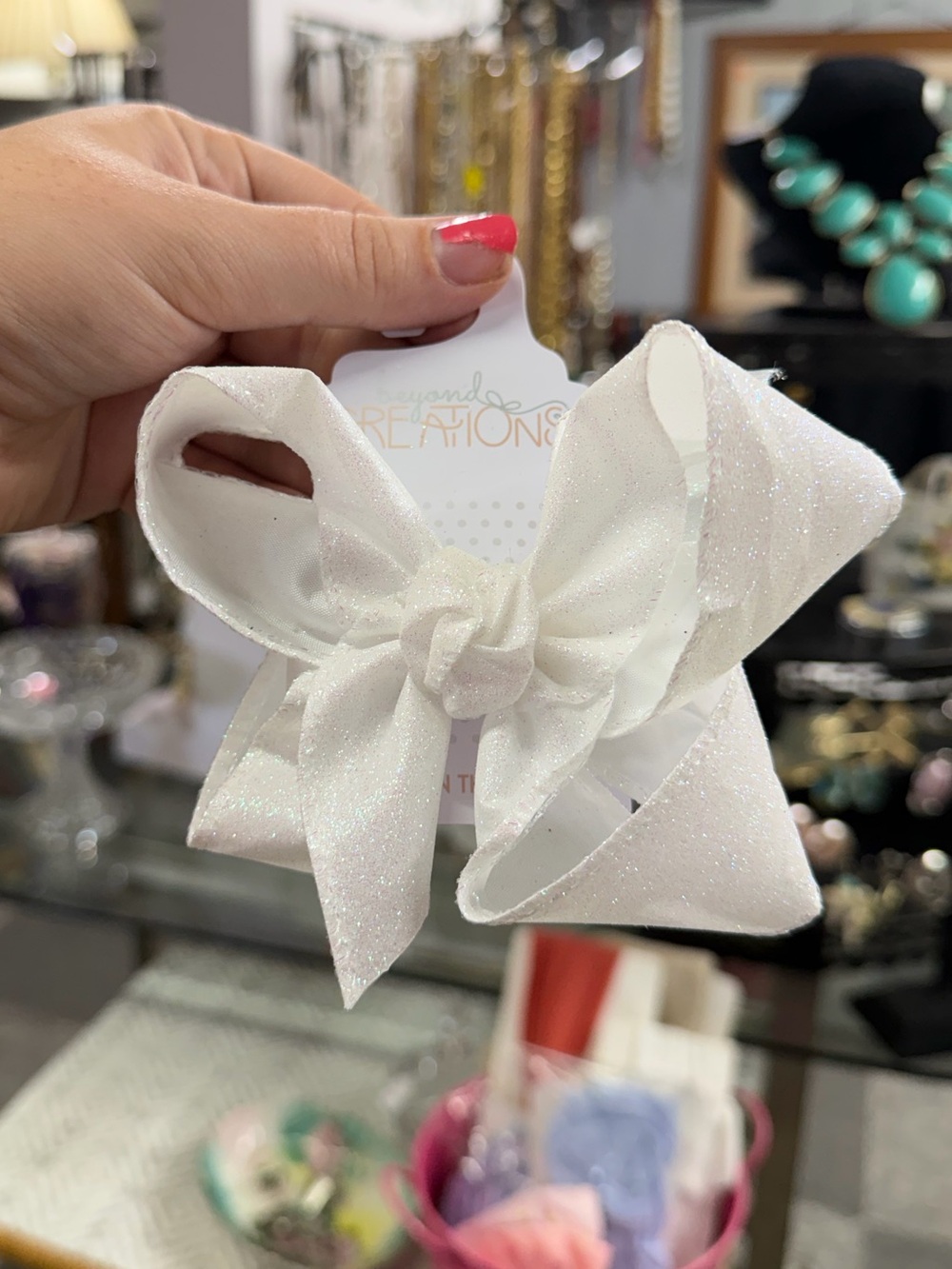 Accessorize Shimmery White Girls Bow Hair Clip